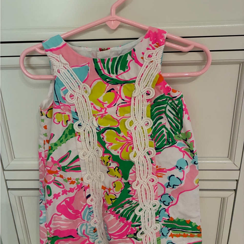 Girls Tropical Print Sundress with Crochet Trim